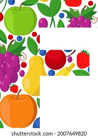 Vector letter F made of ripe fruit. An illustration on the theme of the alphabet.