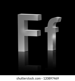Vector letter F of metallic design alphabet