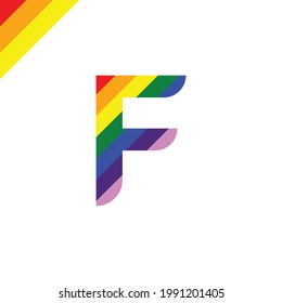 Vector letter F with rainbow color