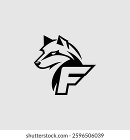 Vector letter F wolf logo design template inspiration, vector illustration.