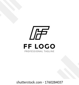 Vector Letter FF logo templates isolated on white black background. Modern Linked Design. 