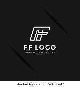 Plantillas de logotipo de letra vectorial FF aisladas en fondo negro. Diseño Moderno Vinculado. 