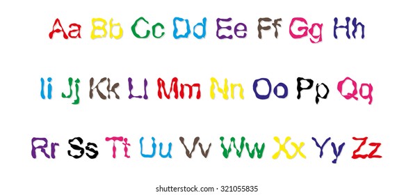 Vector letter font. Collection of alphabet colorful symbols.