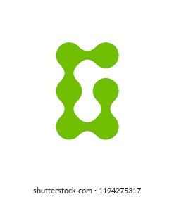 Vector letter G. Digital style symbol design. Font element. Alphabet logo. Monogram template.