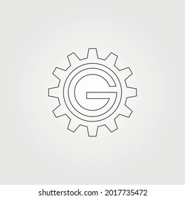 vector of letter G in gear line art icon logo graphic vector symbol illustration design