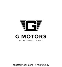 Vector Letter G logo templates isolated on white background. Modern Wing Design. 