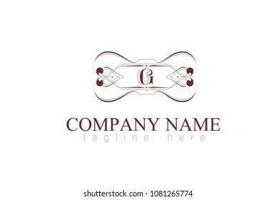 Vector Letter G Monogram Identity Concept In Frame Vintage.