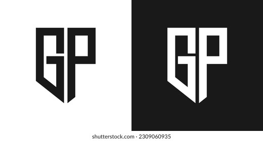 Letra vectorial G P Diseño de logotipo profesional Hexagonal minimalista y a la moda sobre fondo negro y blanco