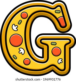 vector letter G. pizza fast food