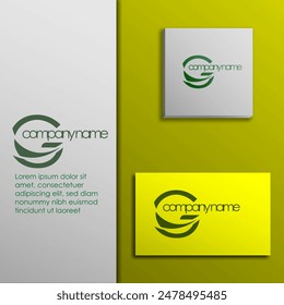 Vector letter G set of green and grey corporate identity elements. Corporate identity.
