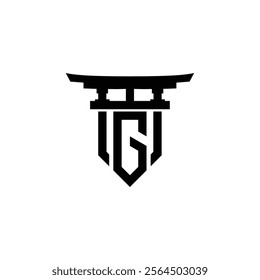 Vector letter G torii gate design template inspiration, vector illustration.