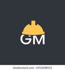 Vector letter GM hard hat, leber hat logo design template inspiration vector illustration