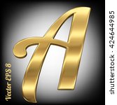 Vector letter A from gold solid alphabet. Eps 8 using mesh.