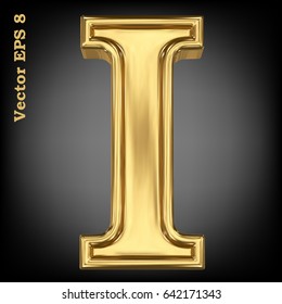 Vector letter I from gold solid alphabet. Eps 8 using mesh.