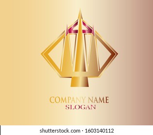 Vector letter, golden shape and monochromatic one. Abstract emblem, design concept, logo, logotype element for template. 