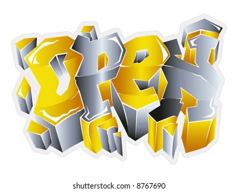 vector letter graffiti inscription text open