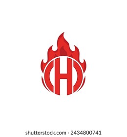 Vektor-Buchstabe H Kreis des Feuer-Logo-Design-Vorlage Inspiration, Vektor-Illustration.