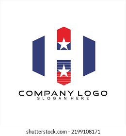 Vector letter H design logo with star element.