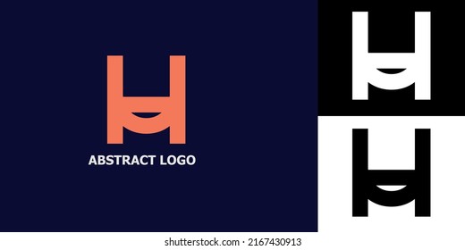 Geometrisches Symbol für den Vektor Letter H, einfaches abstraktes, modernes Logo, Orange Design