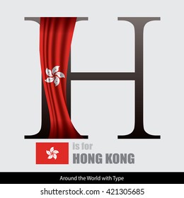 Vector Letter H is for Hong Kong flag. Design Matches Letters Of The Alphabet With Name list of country worldwide