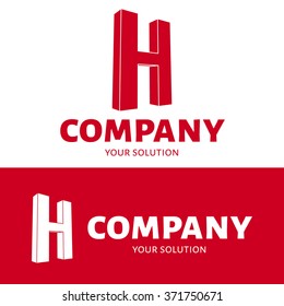 Vector letter H logo. Brand logo H for the company in the form of 3D letters. Red style.