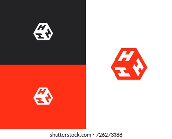 Vector letter H logo. The cube with the letter HHH brand logo. Modern logotype, business corporate template.