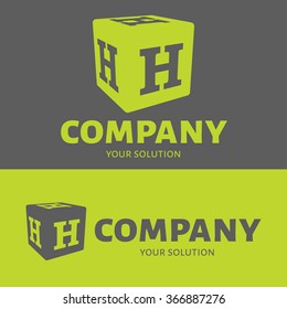 Vector letter H logo. Grey and green versions of the logo H.
