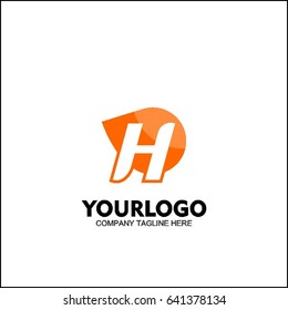 Vector letter H logo icon orange color design template