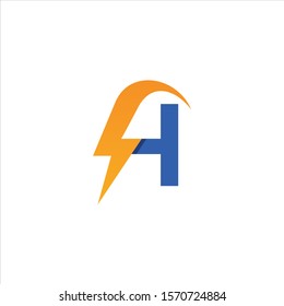 vector letter H logo with lightning
