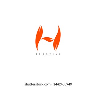 vector letter H logo orange color minimalism style