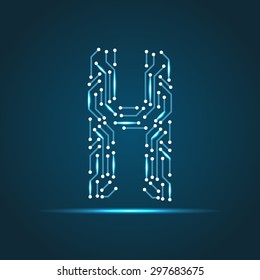 Vector letter H logo (sign, symbol, icon, design element). Technology design