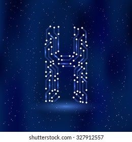 Vector letter H logo (sign, symbol, icon, design element). Technology design