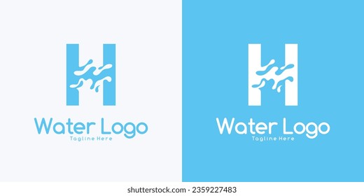 Vector Letter H logo splash water wave logo design concept