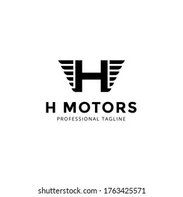 Vector Letter H logo templates isolated on white background. Modern Wing Design. 