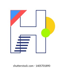 Vector letter H. Modern abstract font. Vector illustration EPS10