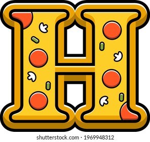 vector letter H. pizza fast food