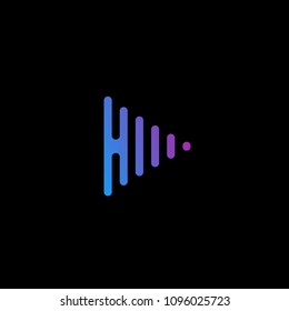 Vector Letter H Sound Wave Music Concept Logo Design Template Illustration Eps 10