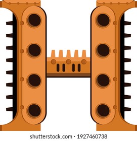 Vector letter H in steampunk style. An illustration on the subject of the alphabet.