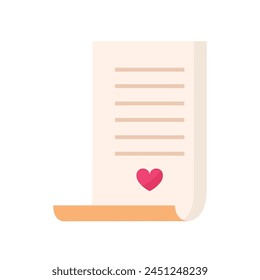 Vector letter with heart on white background.
