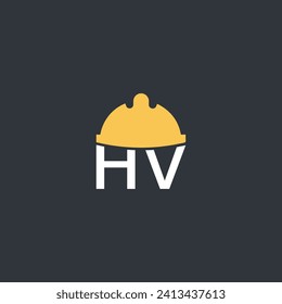 Vector letter hv hard hat, leber hat logo design template inspiration vector illustration