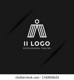 Vector Letter II logo templates isolated on black background. Modern Linked Design. 