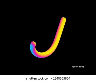 Vector letter J. Abstract Letter Blend Line. Logo symbol. Rainbow Color