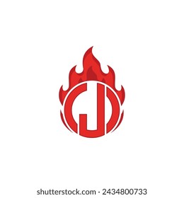 Vector letter J circle of fire logo design template inspiration, vector illustration.