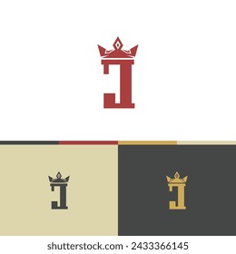 Vector letter J crown logo design template inspiration, vector illustration.