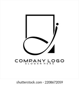 Design-Logo des Vektor-Buchstaben J mit quadratischen Feldern.