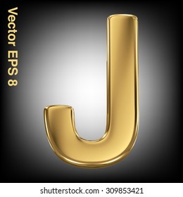 Vector letter J from gold solid alphabet. Eps 8 using mesh.