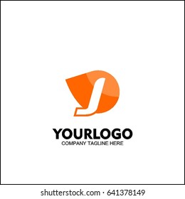 Vector letter J logo icon orange color design template