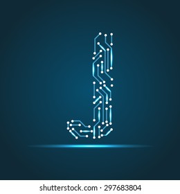 Vector letter J logo (sign, symbol, icon, design element). Technology design