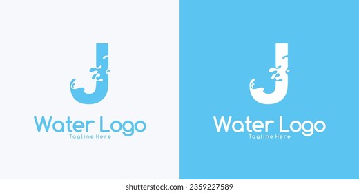 Logo de la carta vectorial J diseño del logo de la ola de agua salpicada
