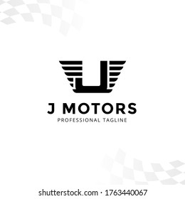 Vector Letter j logo templates isolated on white background. Modern Wing Design. 